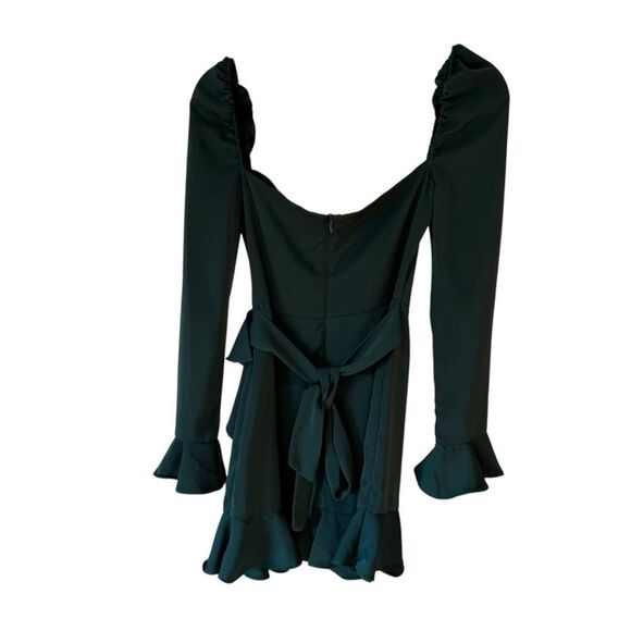 REVOLVE SUPERDOWN Khloe Ruffle Sleeve Mini Dress in Emerald Green - Picture 5 of 8
